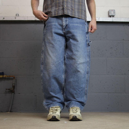 Vintage baggy Lee carpenter jeans y2k blue Loose leg skater style utility workwear trousers
