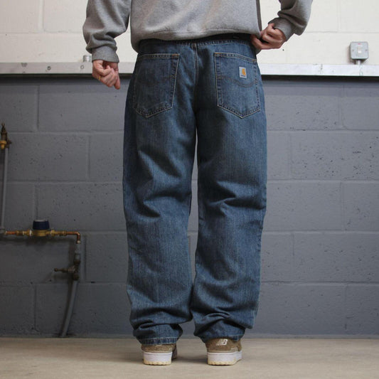 Carhartt jeans y2k denim work pants blue straight leg denim skate surf style pants