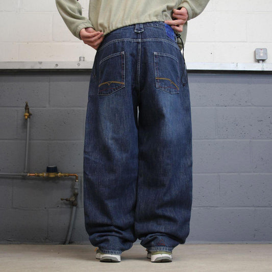 Y2K baggy skate jeans wide leg blue Loose G Unit denim skater style pants