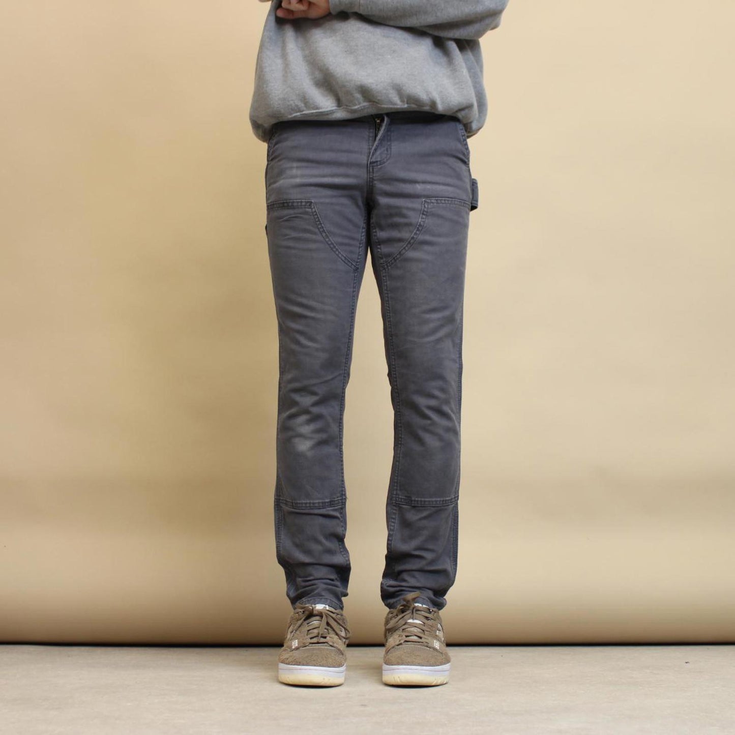Grey Carhartt carpenter pants size 6 W30L30 slim fit cargos patch logo