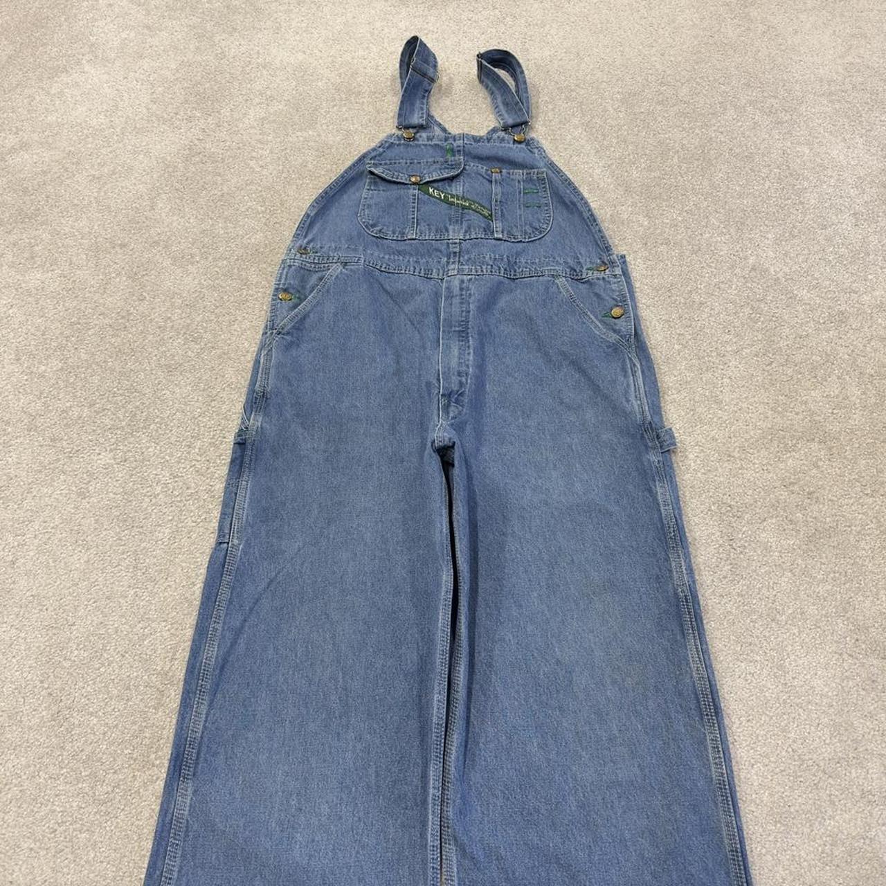 Vintage dungarees denim overalls blue Key workwear bib & brace utility