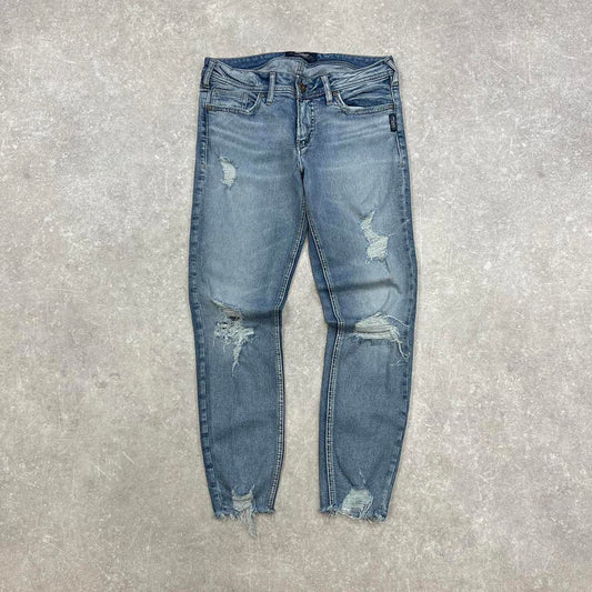 Blue embroidered Silver jeans W30L30 Skinny denim skate jeans embroidered designs