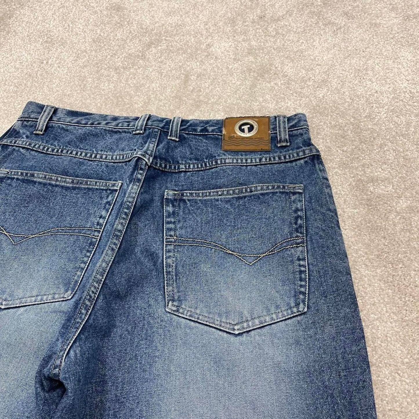 Tuff baggy jeans W36L32 loose wide leg blue denim y2k style skater pants casual wear autumn