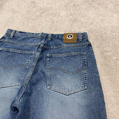 Tuff baggy jeans W36L32 loose wide leg blue denim y2k style skater pants casual wear autumn