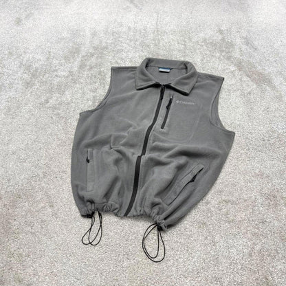 00s Columbia technical fleece gilet M men's grey full zip up y2k style autumn adjustable waist