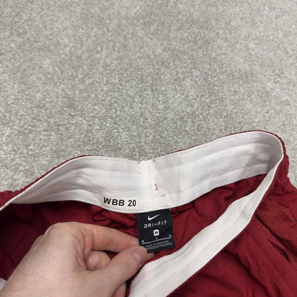 Vintage y2k loose Nike tracksuit bottoms red white Floaty leg mesh lined print logo gym track pants
