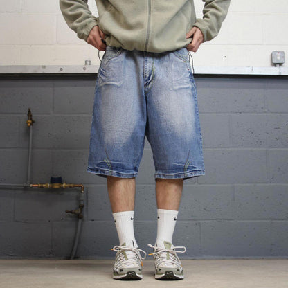 Y2k loose denim shorts skater style blue Denim Neeso Jeans summer festival jorts