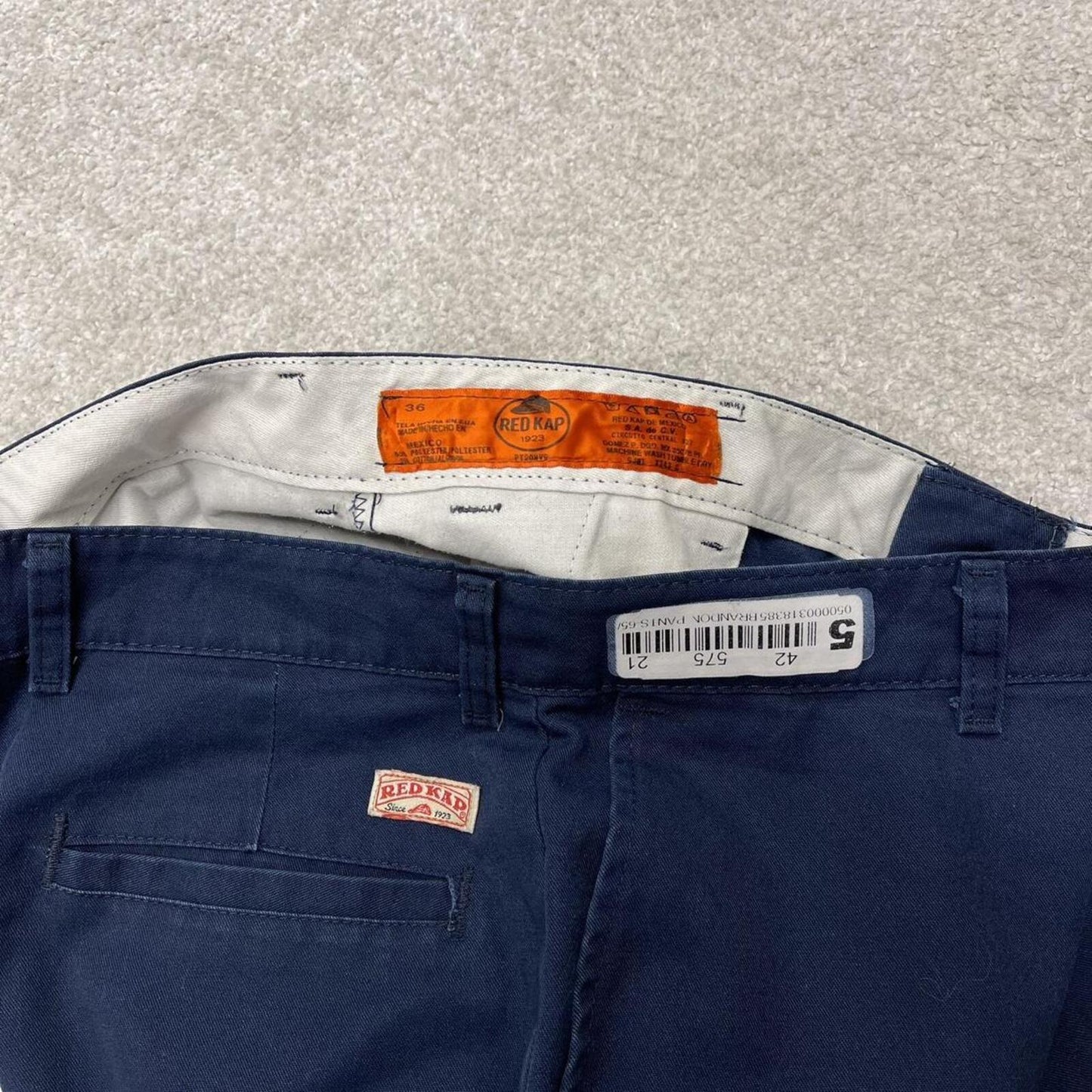 Loose vintage work pants faded navy Red Kap twill chino skate style trousers hi vi's detail