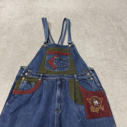 Vintage denim dungarees 00s Kansas jeans overalls blue bib & brace overalls colour block