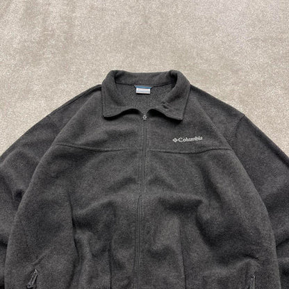00s Columbia technical fleece XXL men's grey full zip up y2k style autumn adjustable waist