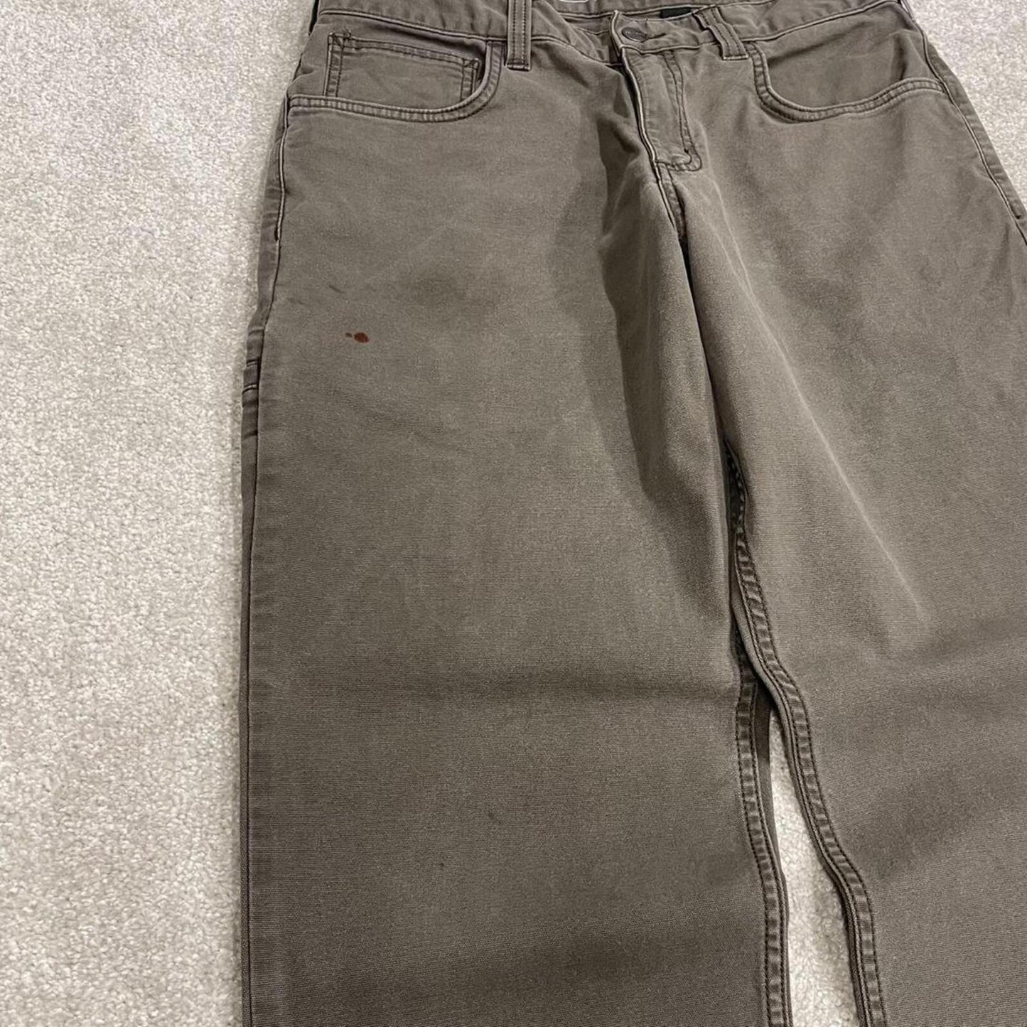 Carhartt cargo jeans canvas work pants grey Relaxed fit workwear utility pants patch logo
