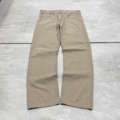 Beige Levis 505 jeans W36L32 loose straight leg y2k style pants white tab logo