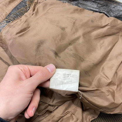 Vintage leather flight aviator bomber jacket brown Fiori boxy genuine leather A-2 style flying coat