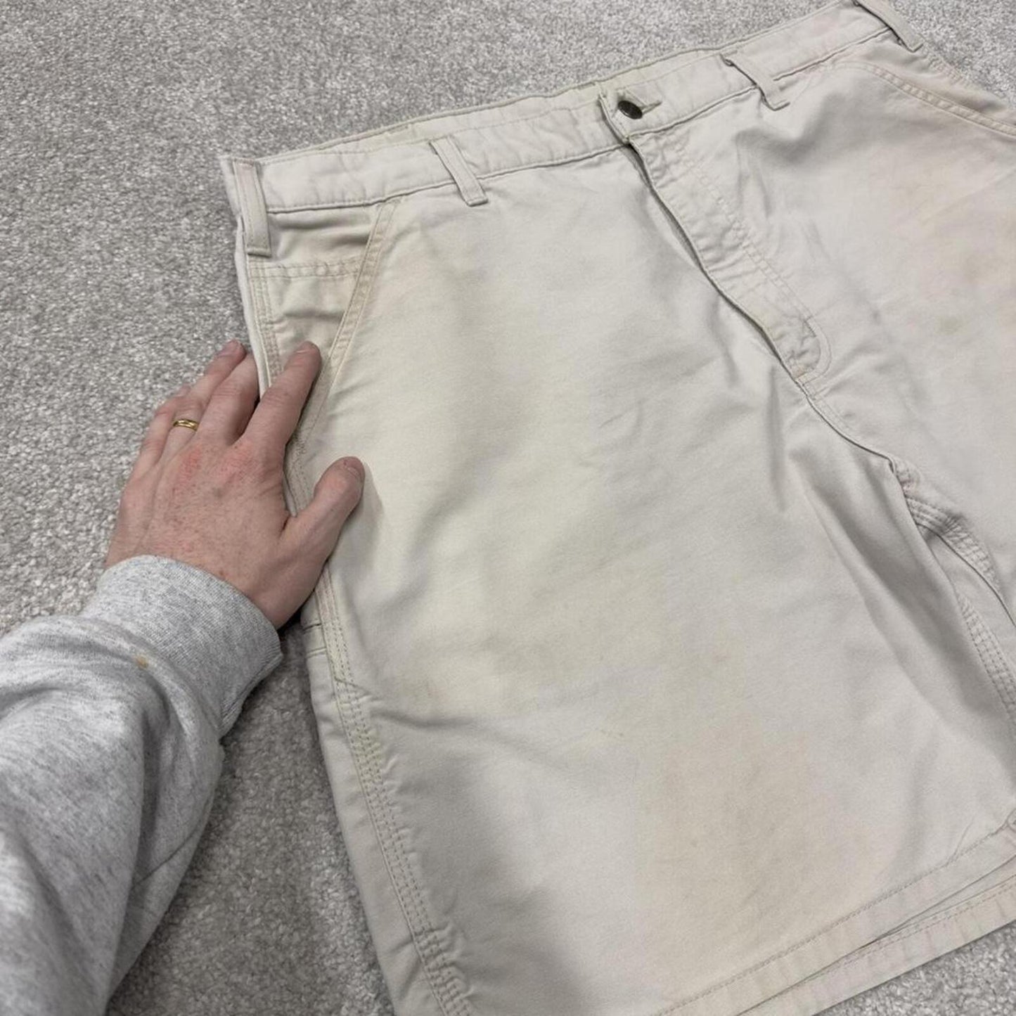 Carhartt carpenter shorts loose workwear beige Canvasy original fit skate style shorts