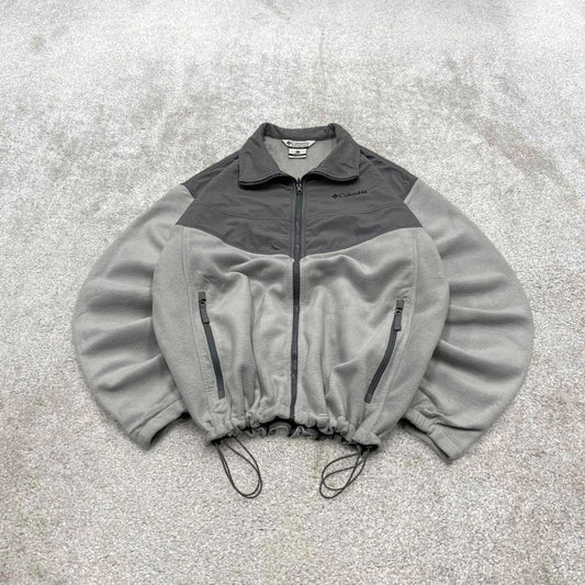 00s Columbia technical fleece XLT men's grey full zip up y2k style autumn adjustable waist