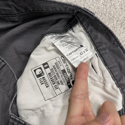 Carhartt double knee cargo jeans grey W42L32 Relaxed fit canvas carpenters, workwear skate pants