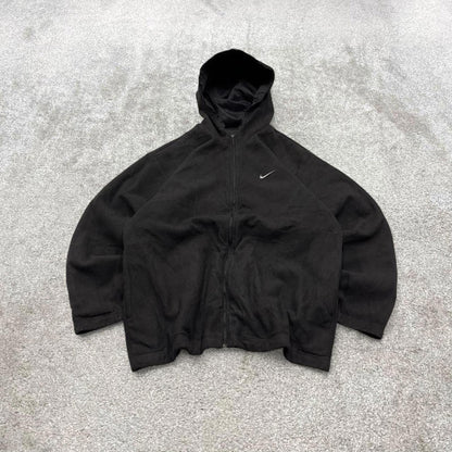 Vintage y2k Nike technical reversible windbreaker jacket black Fleece embroidered swoosh hooded coat
