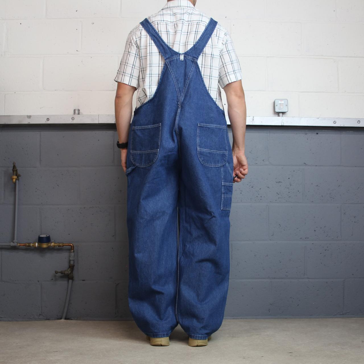 Vintage y2k denim dungarees loose fit blue Key workwear bib & brace overalls utility