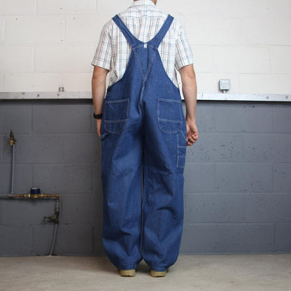Vintage y2k denim dungarees loose fit blue Key workwear bib & brace overalls utility