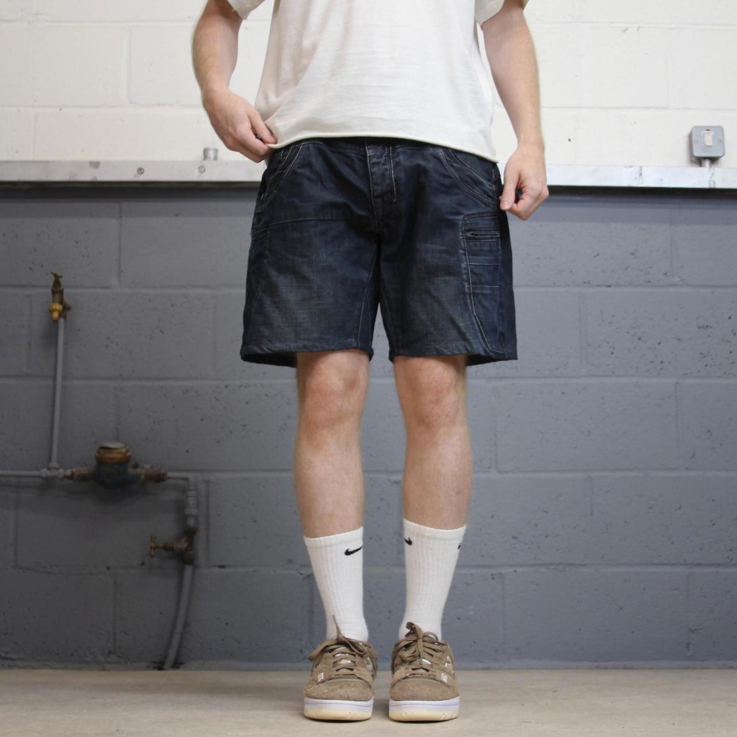 Blue Police cargo jorts W36