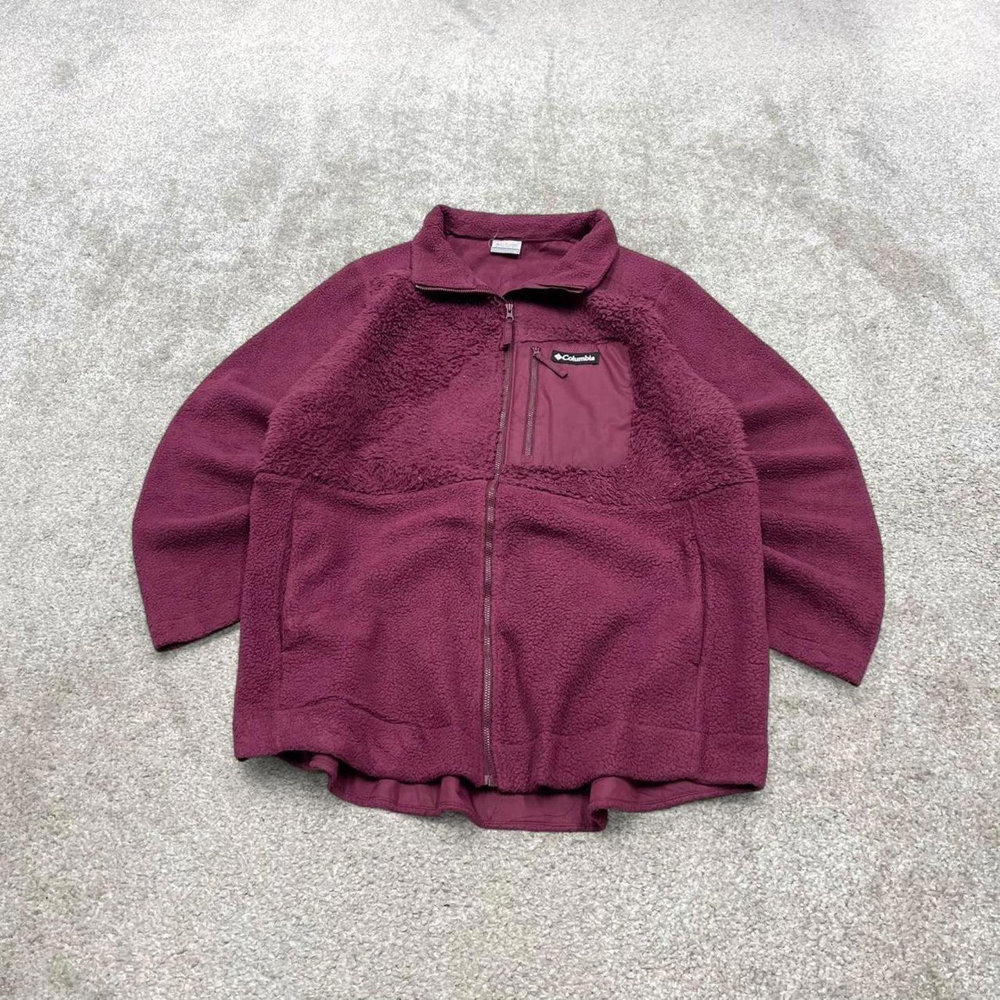 00s Columbia technical fleece XL women's purple full zip up y2k style autumn adjustable waist