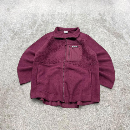 00s Columbia technical fleece XL women's purple full zip up y2k style autumn adjustable waist