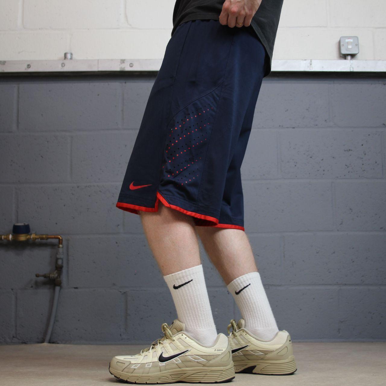 Nike basketball style shorts y2k loose navy Long leg Dri-Fit comfy floaty summer gym shorts