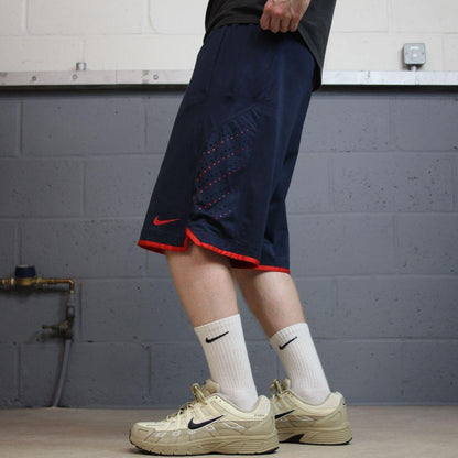 Nike basketball style shorts y2k loose navy Long leg Dri-Fit comfy floaty summer gym shorts