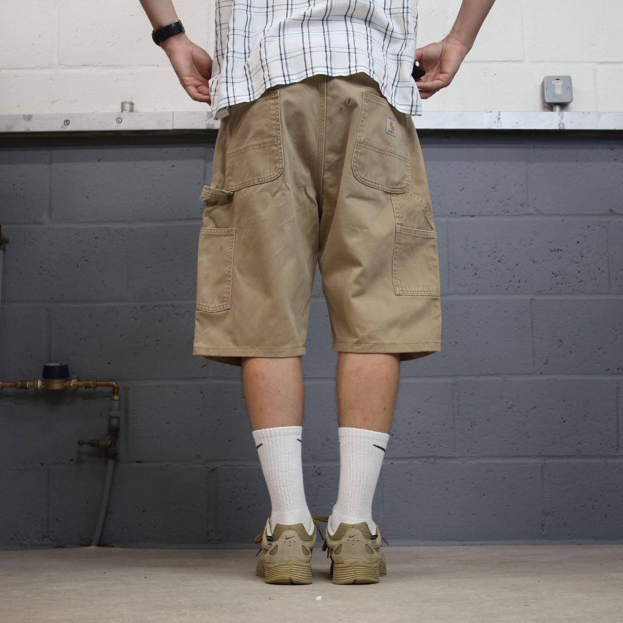 Carhartt carpenter shorts y2k tan Loose skater style canvas cargo work jorts
