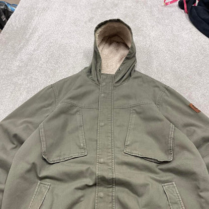 00s Quiksilver technical parka jacket XL men's green y2k style hooded Sherpa lined coat