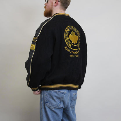 Vintage varsity jacket Large TNT Designs wool bomber letterman Canada black