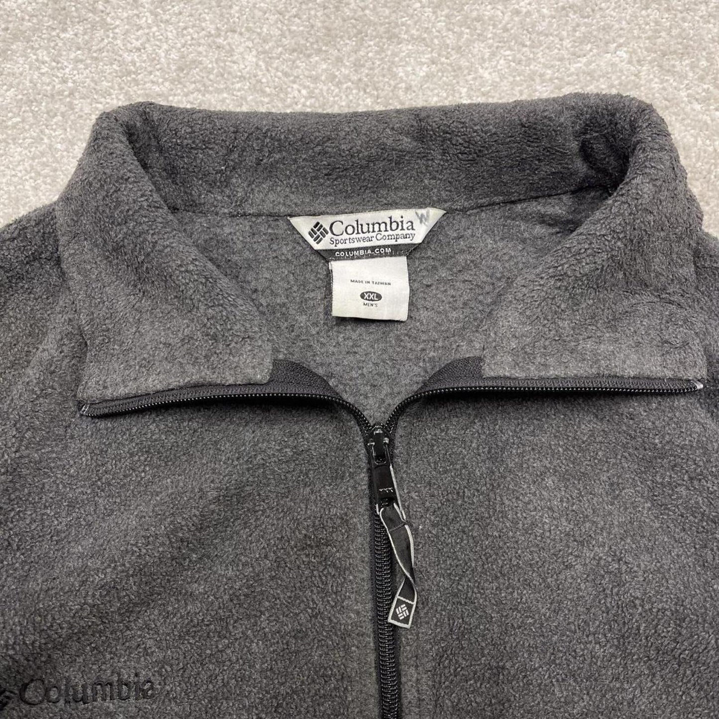 Y2K Columbia technical fleece grey XXL Full zip up boxy fit fleece adjustable toggle waist