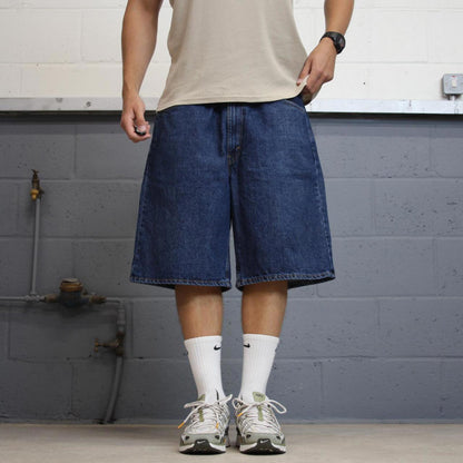 Baggy Levi's 550 jorts W40 blue denim skater style red tab logo shorts