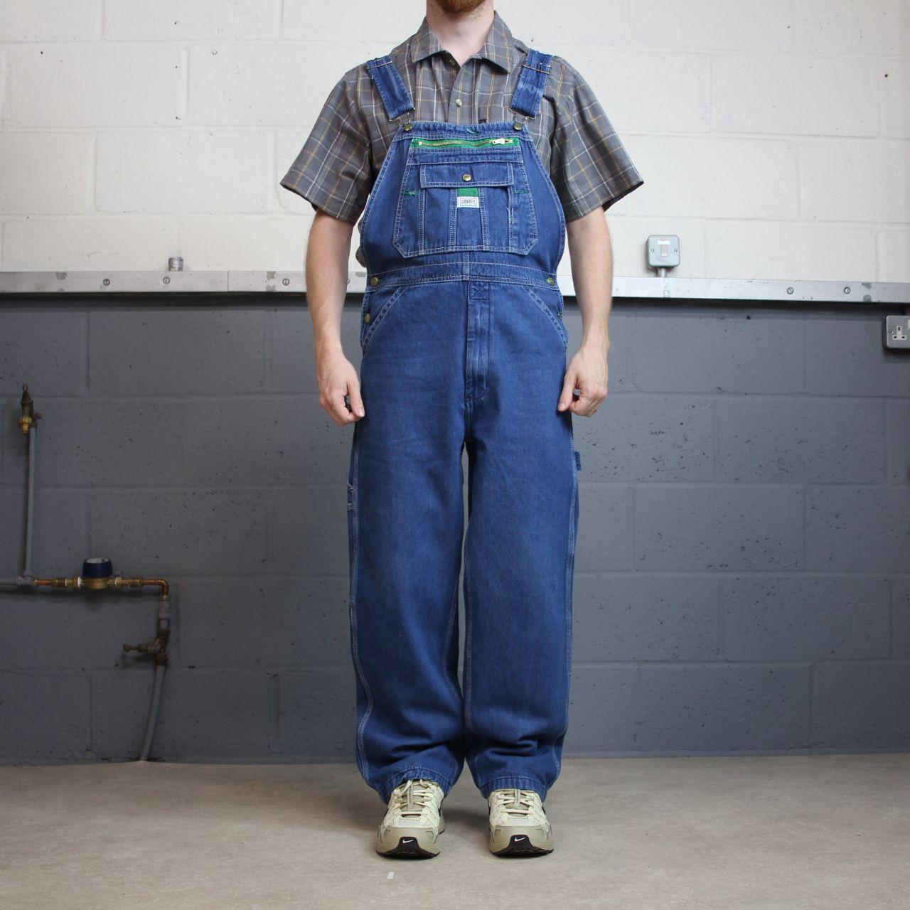 Liberty baggy dungarees denim overalls navy blue Vintage workwear bib & brace utility