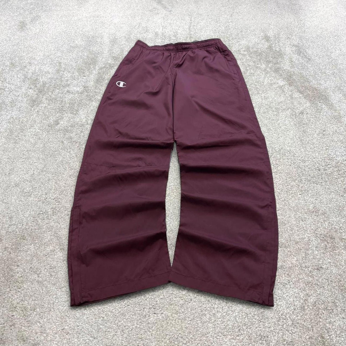 Burgundy Champion trackies Small loose baggy y2k style joggers embroidered track pants