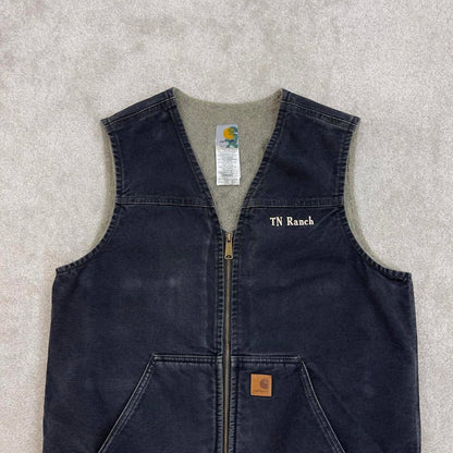 Black vintage Carhartt Gilet L Tall thick canvas sherpa lined body warmer