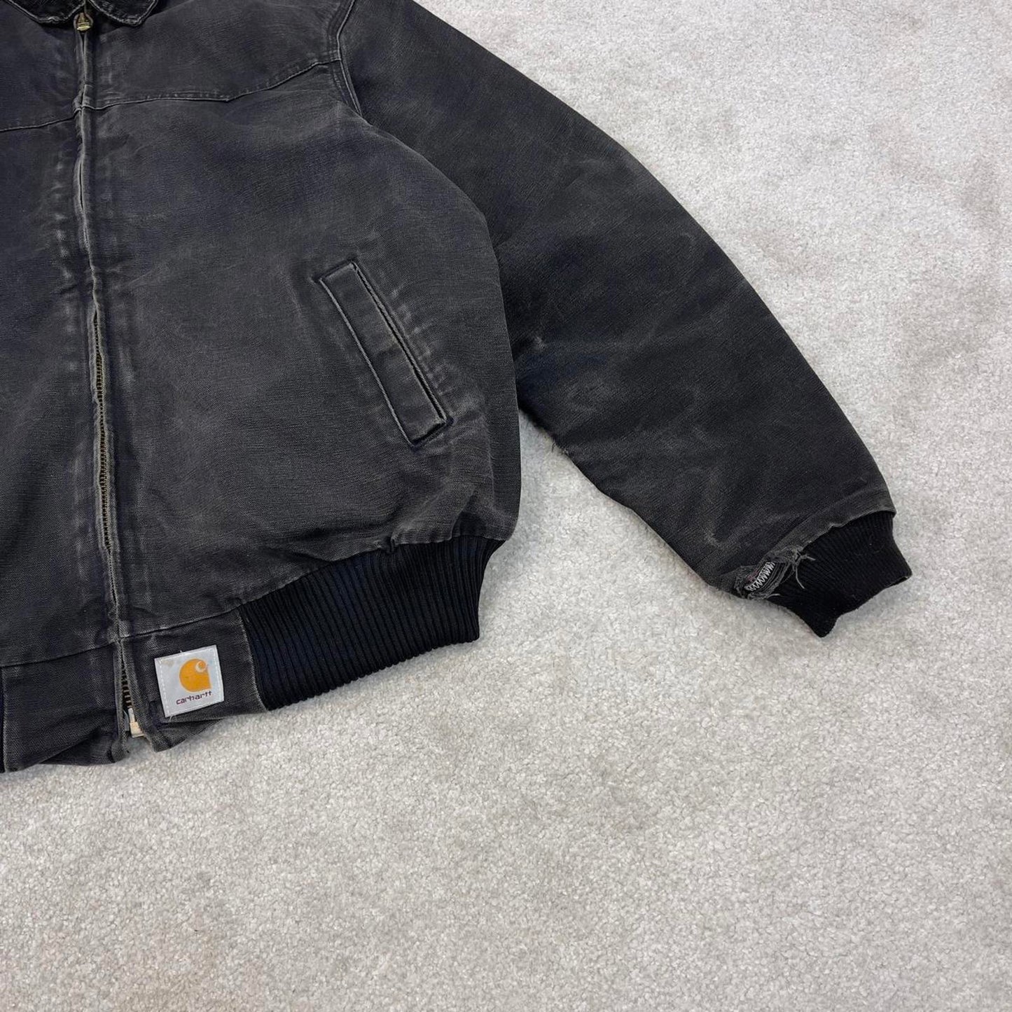 Vintage Black Carhartt Santa Fe Jacket XL canvas 90s style skater bomber