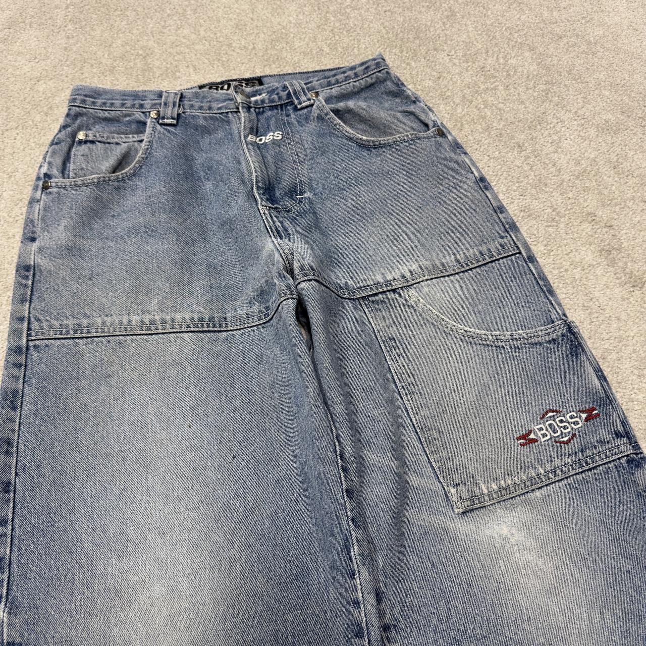 Vintage BOSS baggy carpenter jeans y2k W32L32 blue Loose thick denim skater style pants