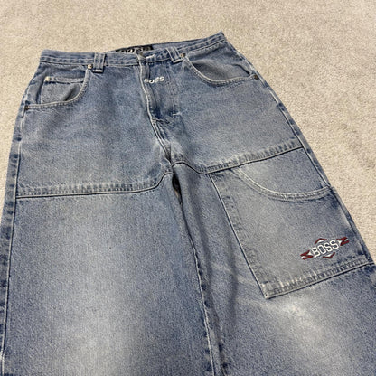 Vintage BOSS baggy carpenter jeans y2k W32L32 blue Loose thick denim skater style pants