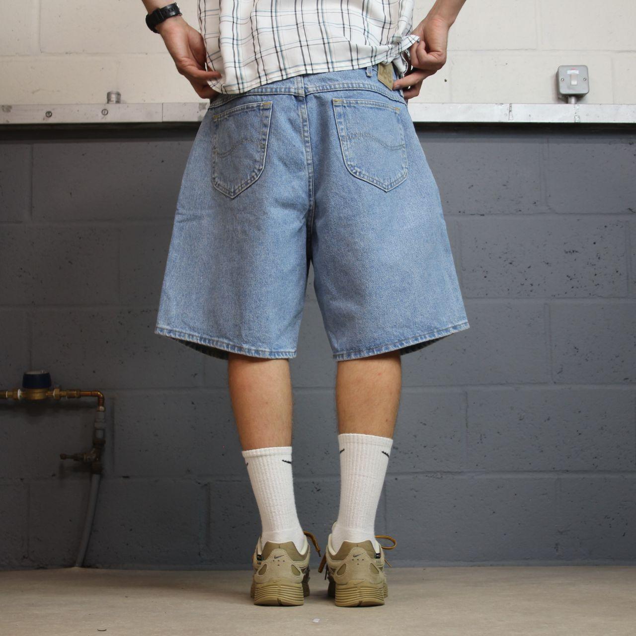 Lee baggy denim shorts y2k blue Loose skate style summer shorts