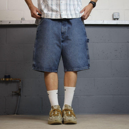 Wrangler denim carpenter shorts y2k blue W38 loose leg utility summer festival shorts