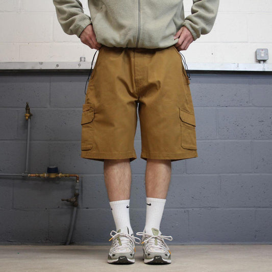 Y2k baggy Dickies cargo shorts skater style tan brown Loose leg summer festival shorts
