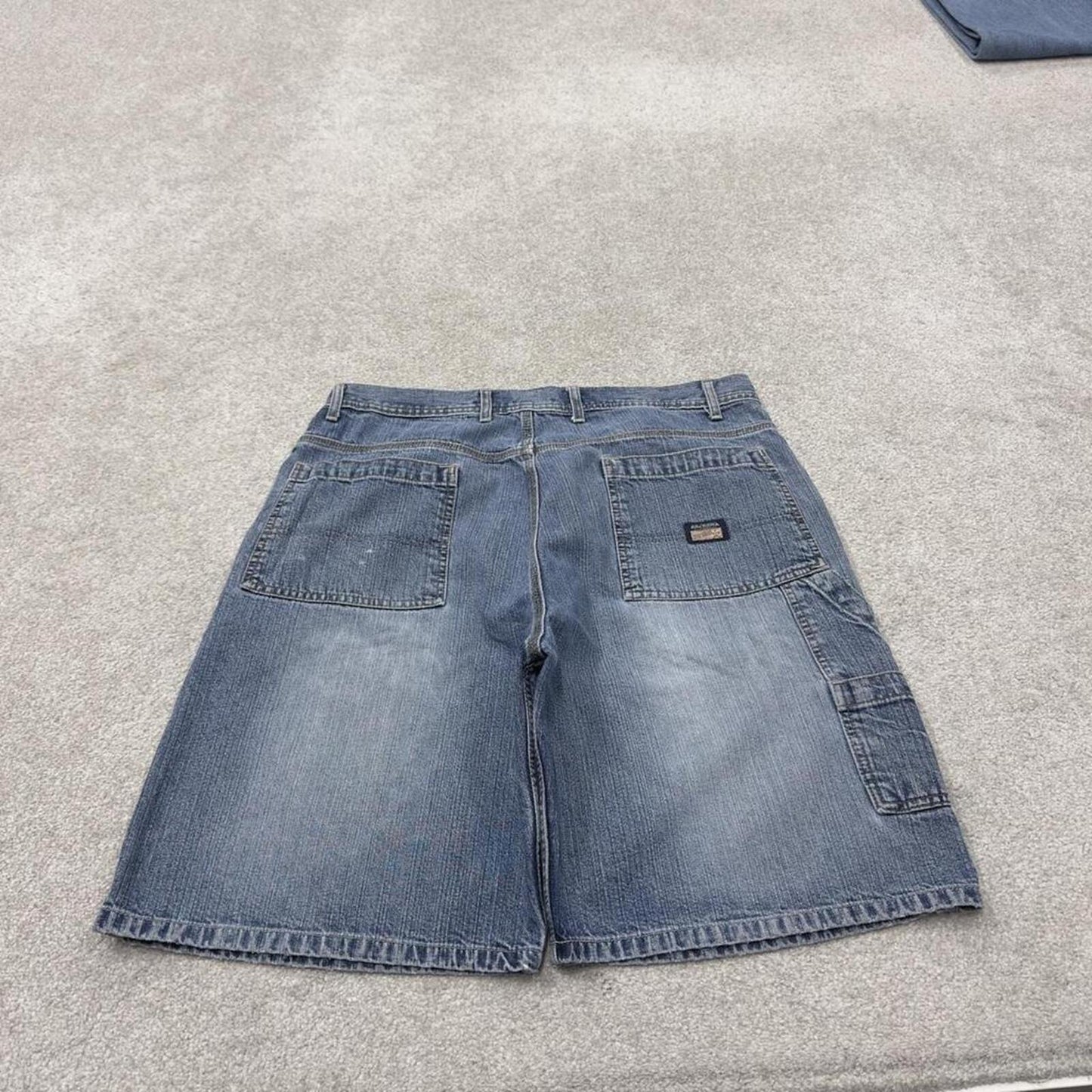 Y2K denim carpenter shorts blue Loose Arizona skater style cargo surf jorts