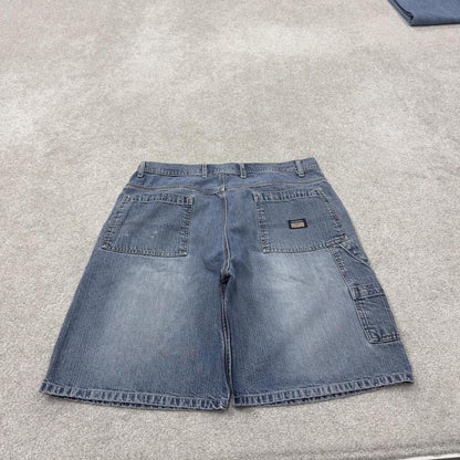 Y2K denim carpenter shorts blue Loose Arizona skater style cargo surf jorts