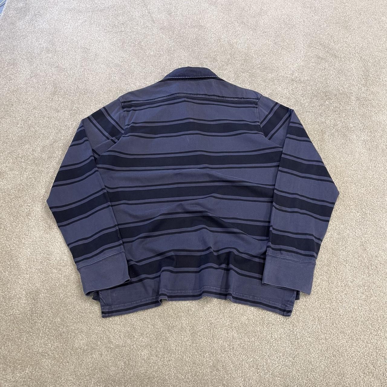 North Face striped rugby polo shirt long sleeve navy TNF button up pullover rugby style polo