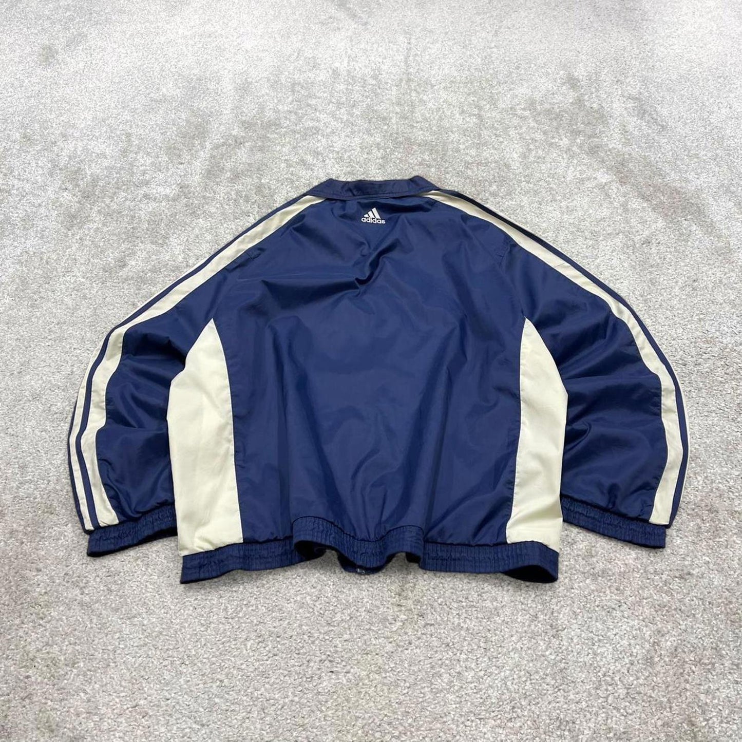 Vintage Adidas technical windbreaker bomber jacket XL men's navy y2k 00s style full zip boxy coat