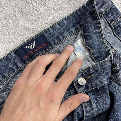 Y2K baggy embroidered jeans blue W36L33 Loose fit skater surf style pants