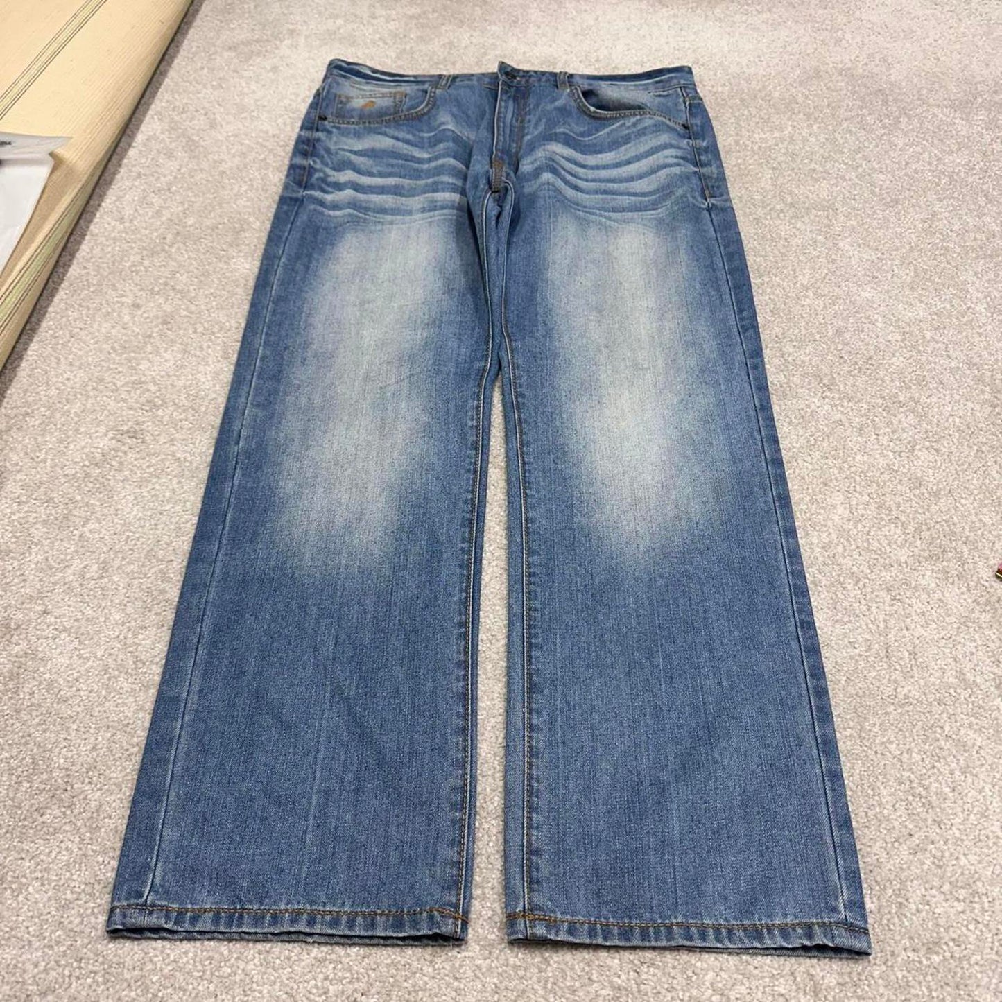 90s y2k Rocawear jeans embroidered W38L32 loose blue denim skate style hip hop pants
