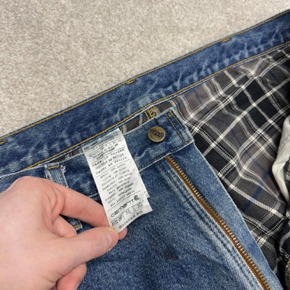Vintage baggy Y2K Carhartt denim jeans blue Loose relaxed fit flannel lined skate style work pants