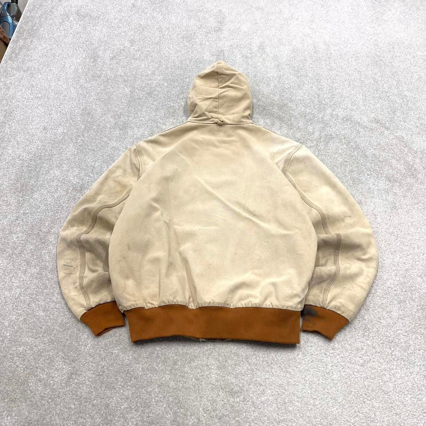 Vintage Carhartt jacket hooded active Medium Men's beige technical canvas 90s style skater bomber